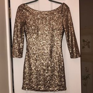 NEW YEARS EVE CHAMPAGNE SEQUIN MINI DRESS